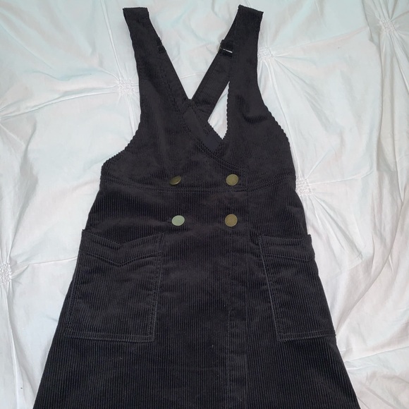 black cord pinafore dress